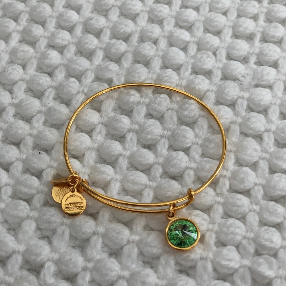 Peridot Swarovski® Birthstone Charm Bangle